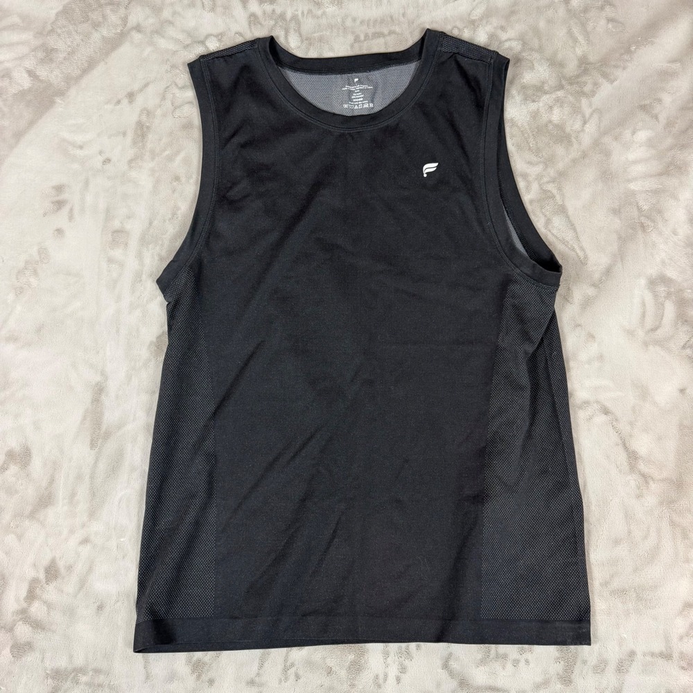Fabletics Men Black Seamless Mesh Ventilation Sleeveless Training Tank Top Large